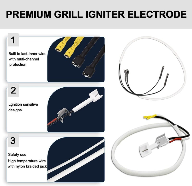 JCLMER 7642 Grill Igniter Kit for Weber Spirit 210 & Spirit 310 Gas Grill, Spirit E-210, S-210, E-310, SP-310 with Up Front Controls (2013 and Newer), Barbecue Electronic Igniter Button Replacement Part - Image 2